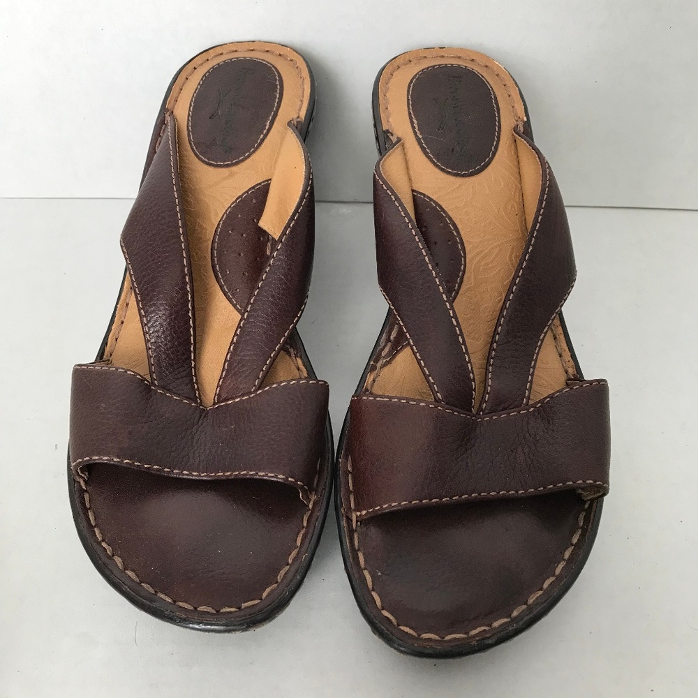 Browns Landing Wedged Leather Sandals Size 7M